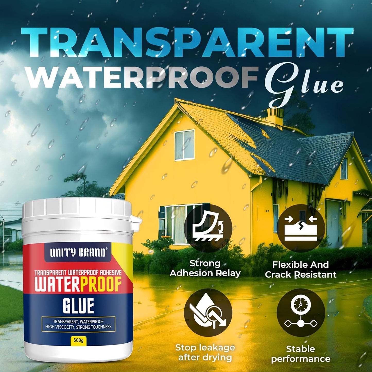 Crack Seal Glue 300gm with Brush Transparent Waterproof